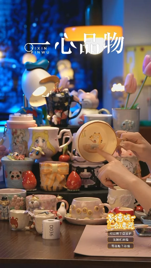 摆件A217景德镇手工手绘杯子摆件