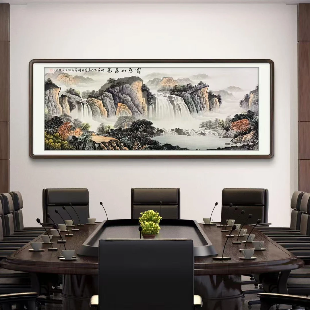 《富春山居图》手绘六尺八尺横幅山水画客厅办公室挂画作品文玩探宝
