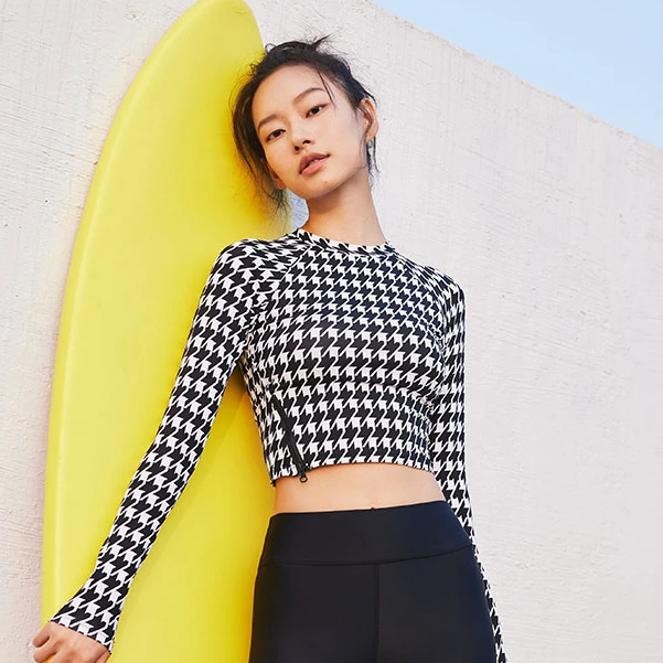 SISIA性感长袖冲浪浮潜女士遮肉游泳衣高贵上档次高颜值女士泳衣