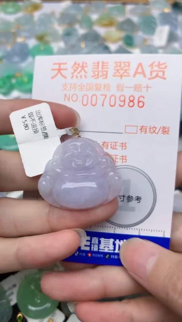 翡翠18K金镶嵌颈饰天然A货翡翠