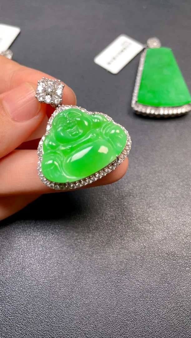 吊坠(不含链)银S925镶嵌翡翠吊坠