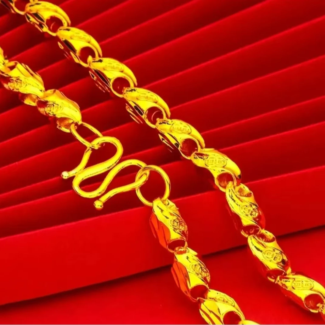 合金项链 合金项链合金材质百搭麦穗项链男士男款时尚金色霸气