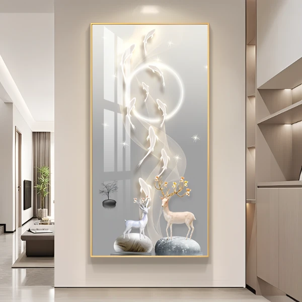 九鱼手工晶瓷镶钻实物装饰画2025客厅挂画现代简约艺术设计装饰画