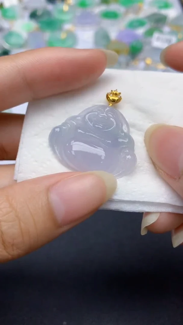 颈饰18K金镶嵌翡翠天然缅甸a货翡翠百元以上9元证书费自理