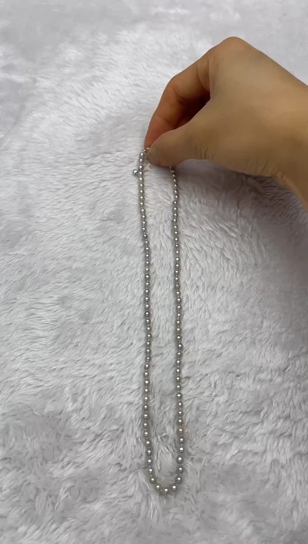 项链银S925镶嵌海水珍珠AK真多麻4-4.5mm