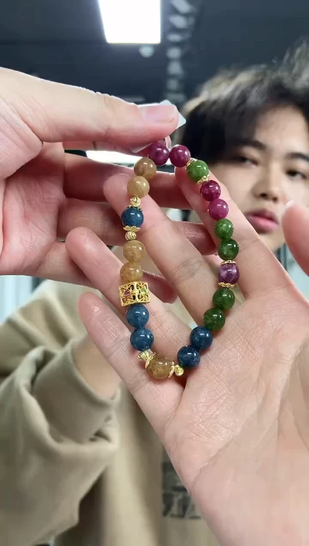 【闪购商品】碧玺手串未镶嵌多样性发其一颜色微差