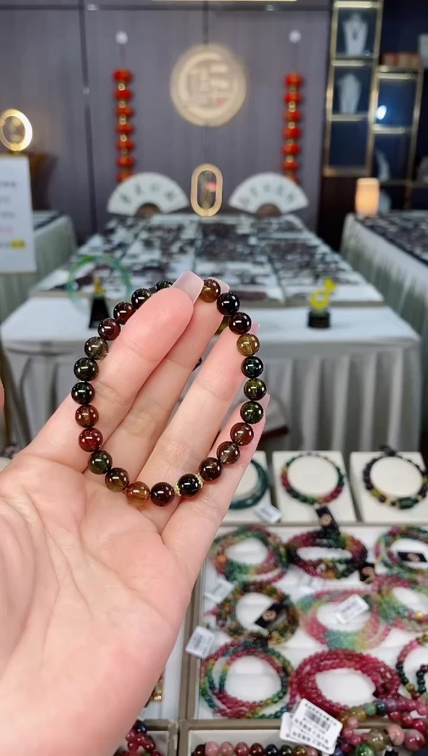 未镶嵌收藏级老矿碧玺单圈手串7mm+碧玺hon多样性发货一条