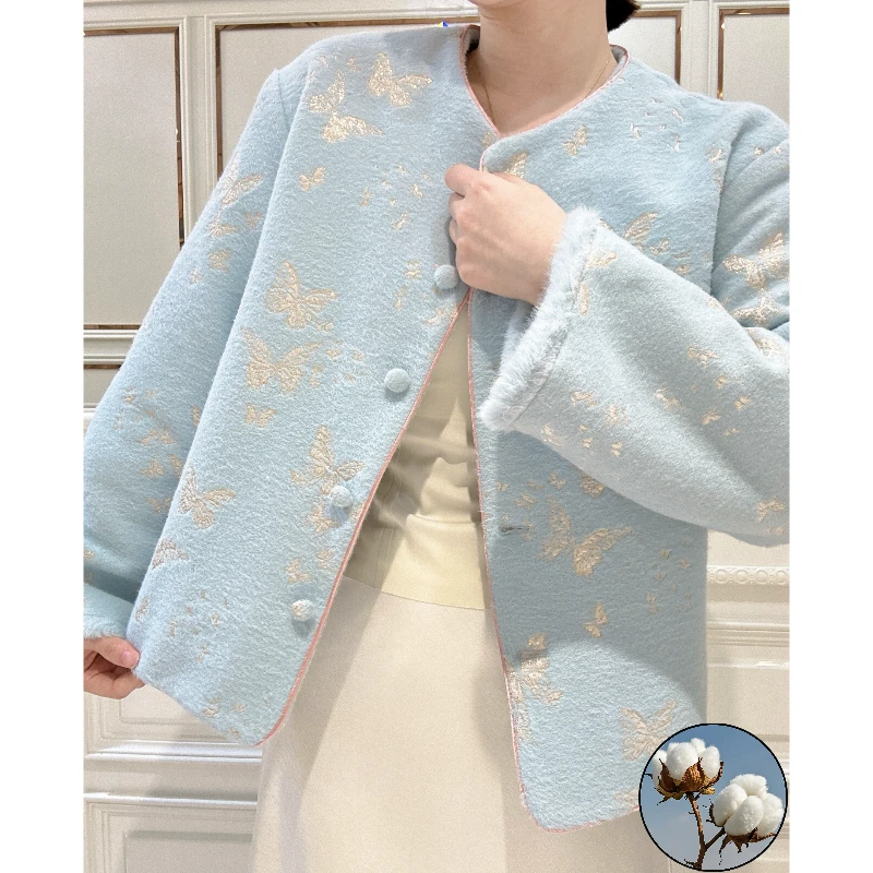 【霜川】精致外套秋冬季暖和女装上衣棉衣蝴蝶