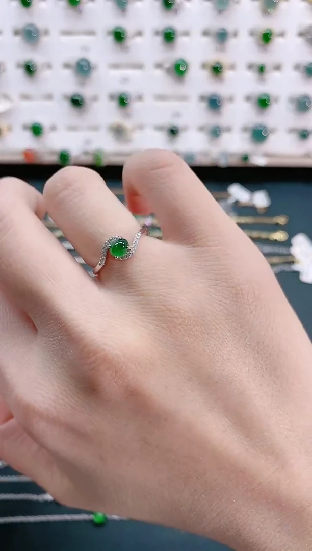 【闪购商品】翡翠戒指银S925镶嵌天然翡翠