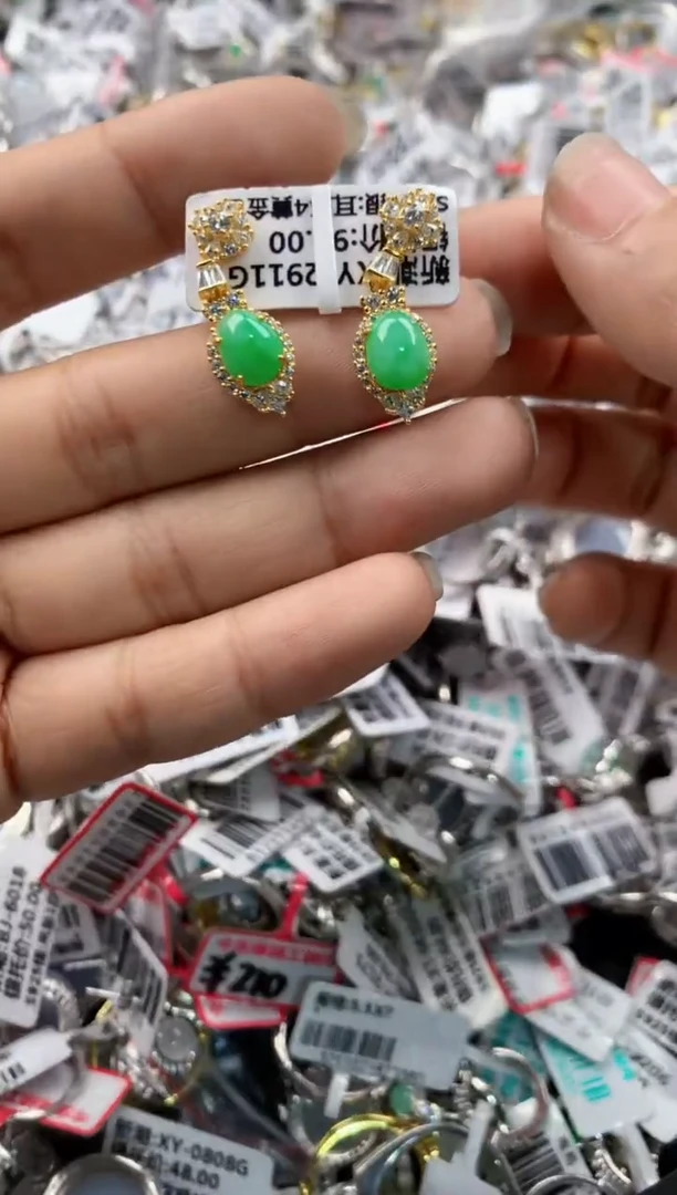 银S925镶嵌戒指翡翠666----5
