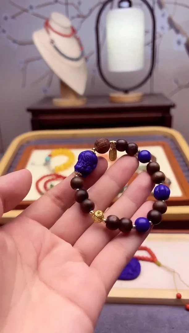 14K金镶嵌青金石手链S569