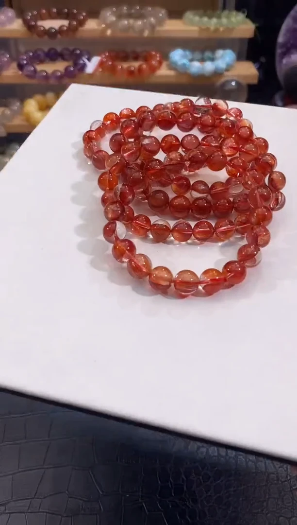 水晶手链未镶嵌红胶花手链9mm多样性发一