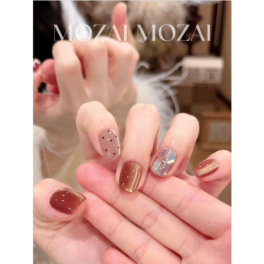 茉哉II【布朗尼】纯手工定制美甲拆卸穿戴甲A5403