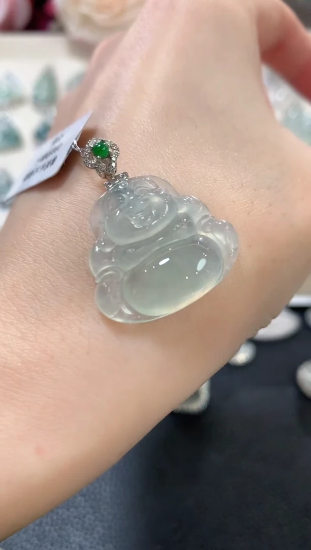 吊坠(不含链)18K金镶嵌翡翠a38