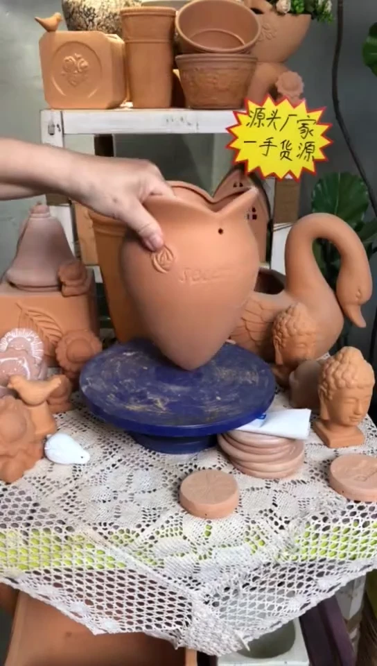 红陶花盆 1个装 红陶色 玫瑰链条盆 吊盆 配链条