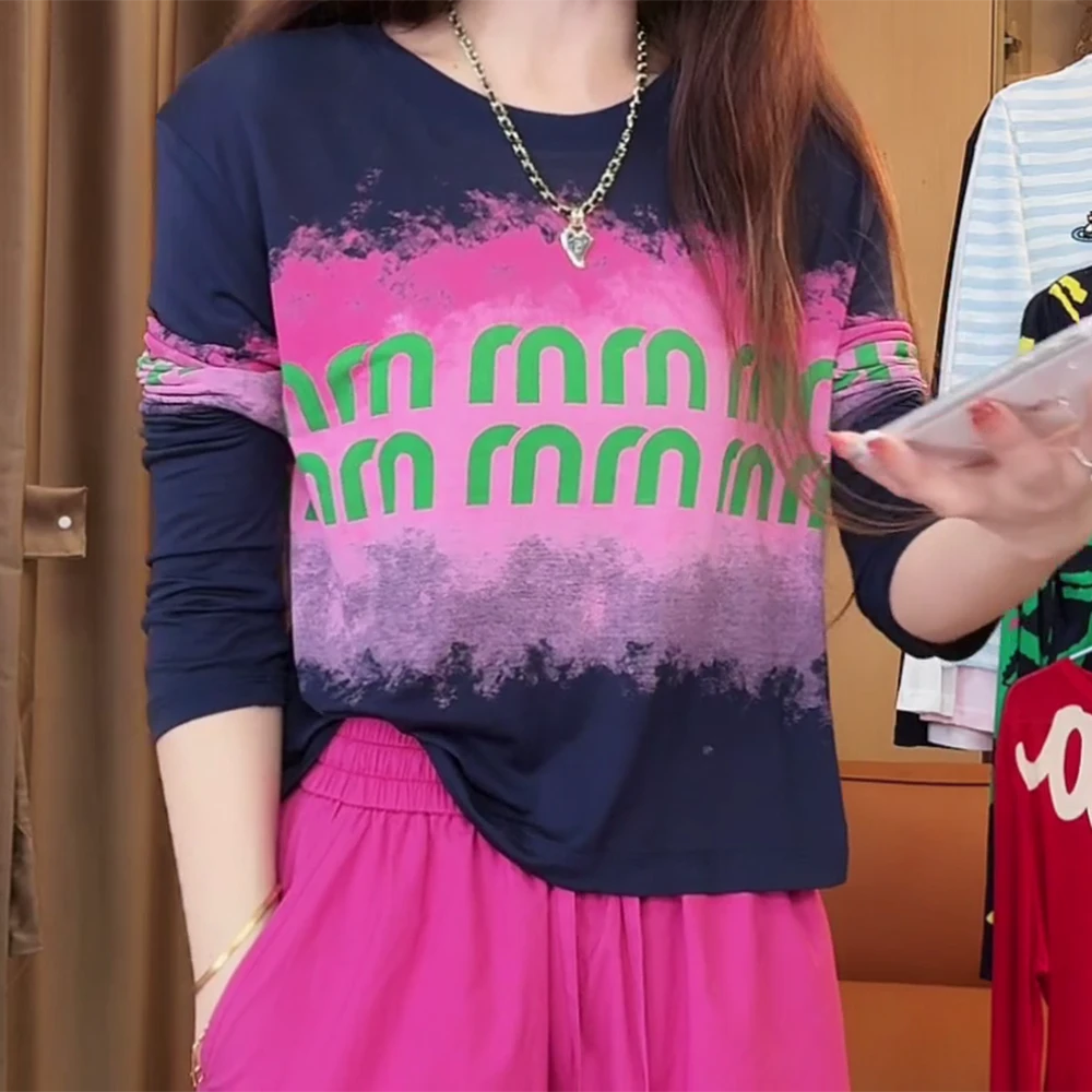 长袖T恤女夏季薄款时尚百搭休闲洋气长袖防晒上衣C5706