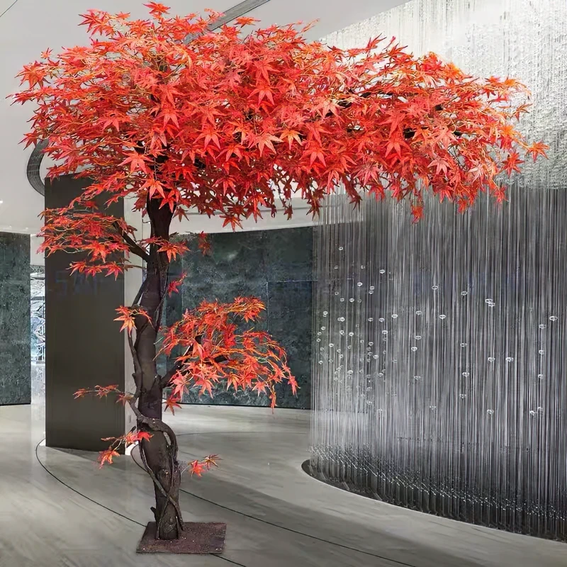 落地真红枫树绿枫树大型假树造景餐厅商场室内日式景观装饰园艺