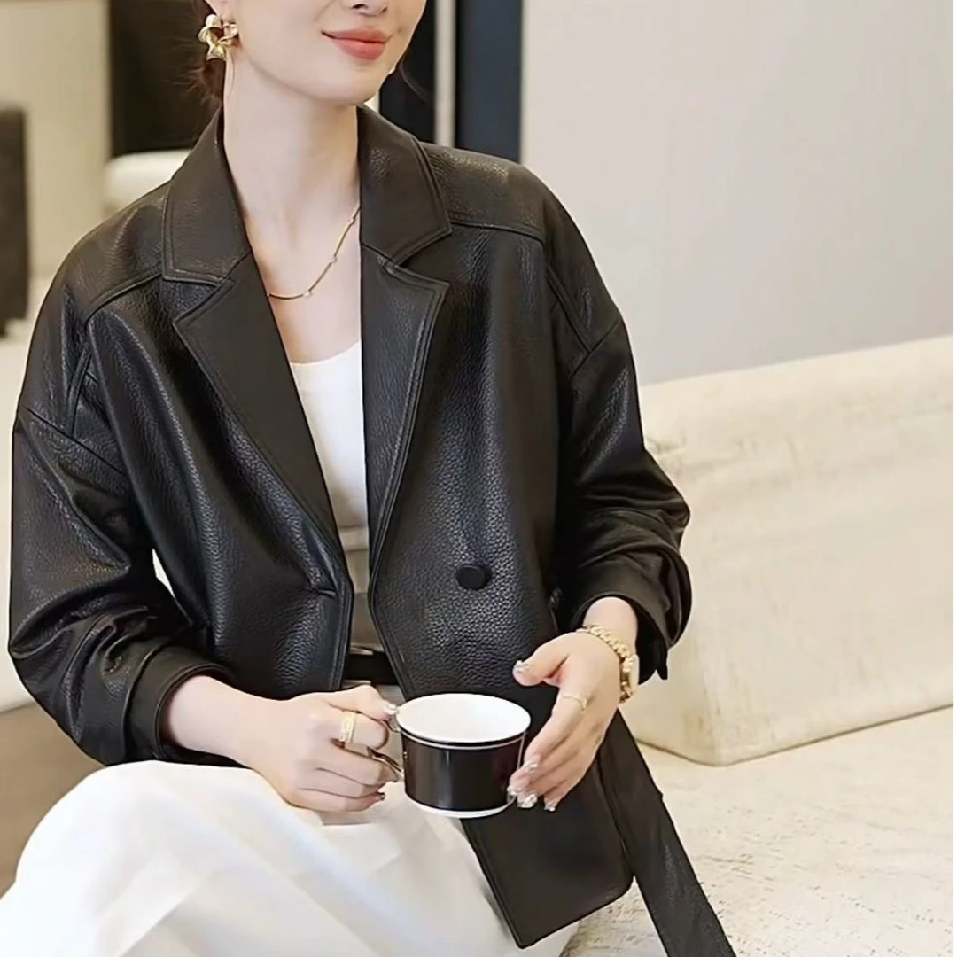 【锦婪7770】海宁皮革城批发档口时尚保真泡皮气质明星女款绵羊皮衣