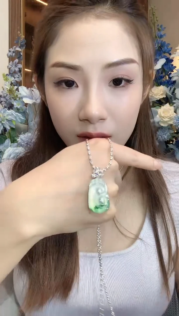 翡翠18K金镶嵌吊坠(不含链)C55翡翠