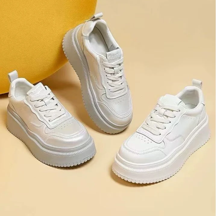 QS 5006 厚底增高松糕鞋女轻便透气圆头春季新款学院风时尚