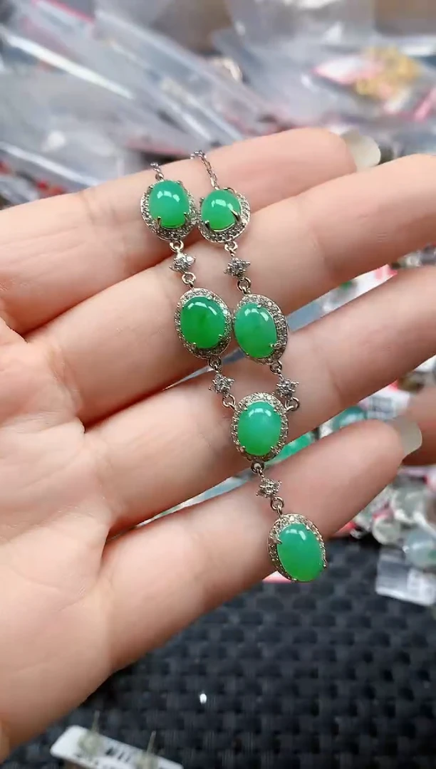 银S925镶嵌戒指翡翠天然A货缅甸翡翠