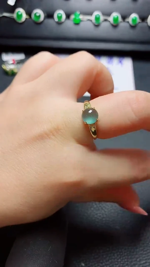 银S925镶嵌戒指翡翠 天然翡翠A货s925银镶