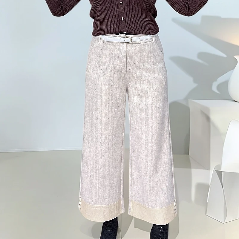 【包邮】女士高腰垂感宽松女秋冬季百搭显瘦休闲裤#6168#气质时尚