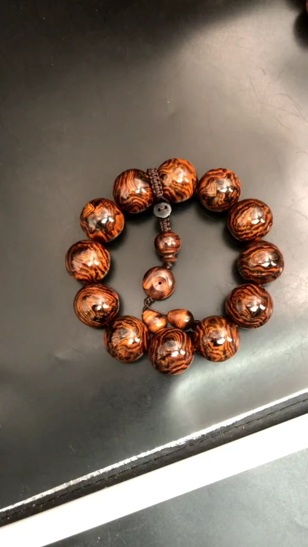 黄花梨/降香黄檀手串/手链海黄野紫油2.0蝴蝶纹精串