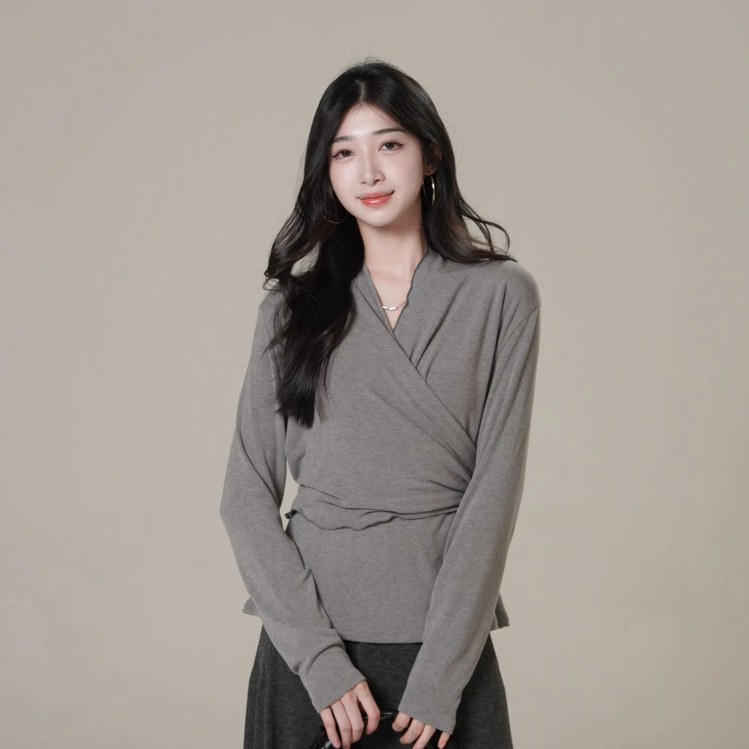 三福 秋季针织显瘦女轻熟风时尚打底毛针织衫圆领极简风T恤513201