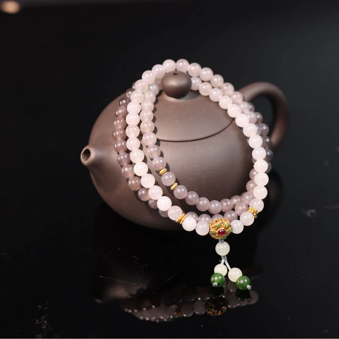 国玉天工18K烟紫diy3圈手串 6mm gytg189g 多样性发货