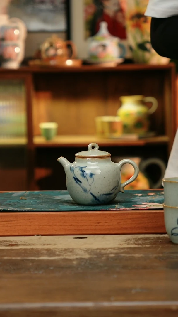 瓷片景德镇纯手工釉下彩精品茶具水杯*