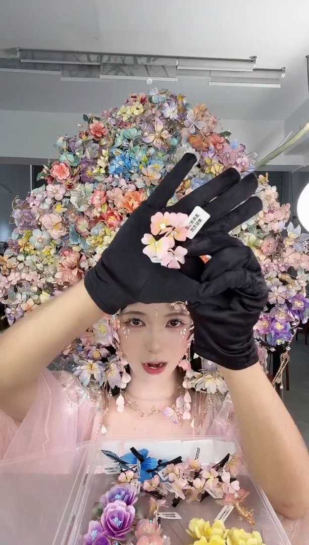 合金无383 非遗绒花  夹子一对