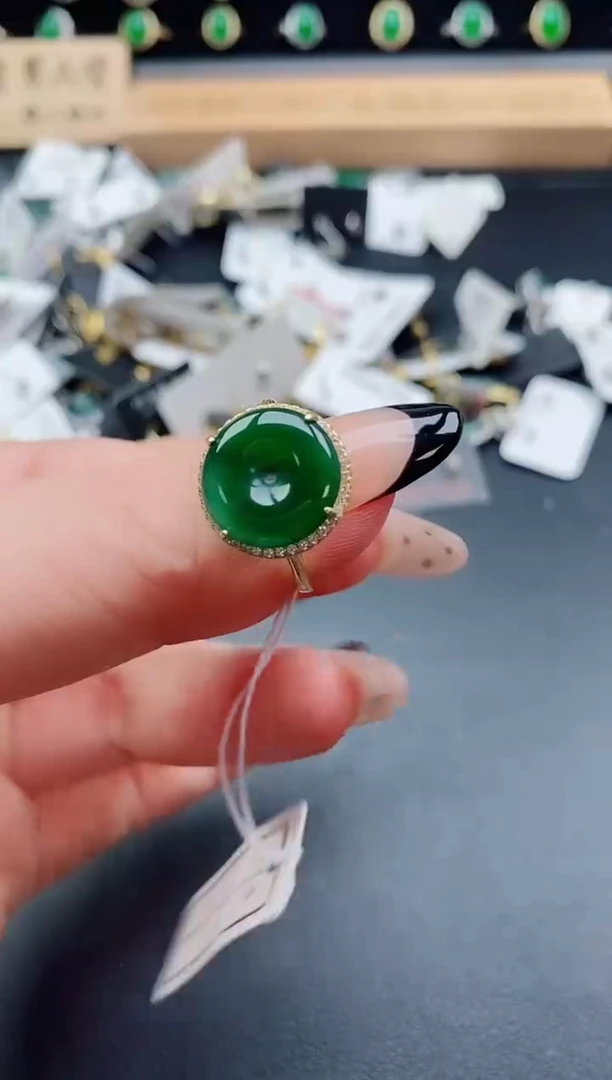 银S925镶嵌戒指翡翠1