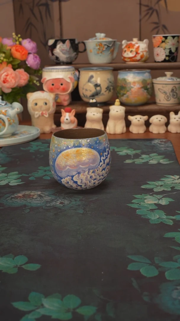 石一  炫彩水母手握杯