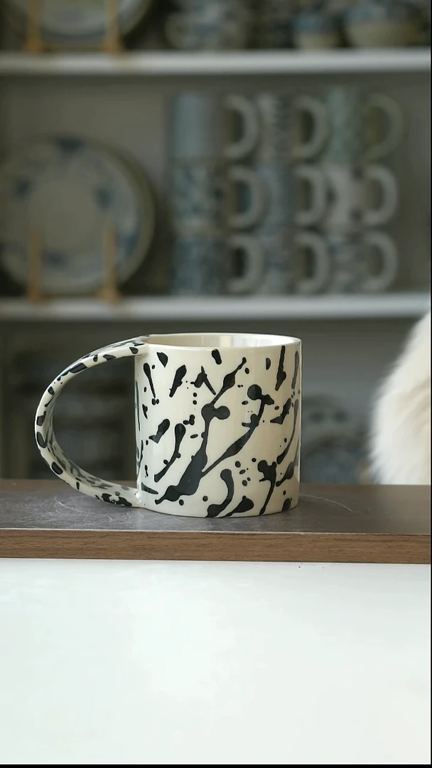 陶亮釉泼釉飘带杯380ml@7-7@微瑕