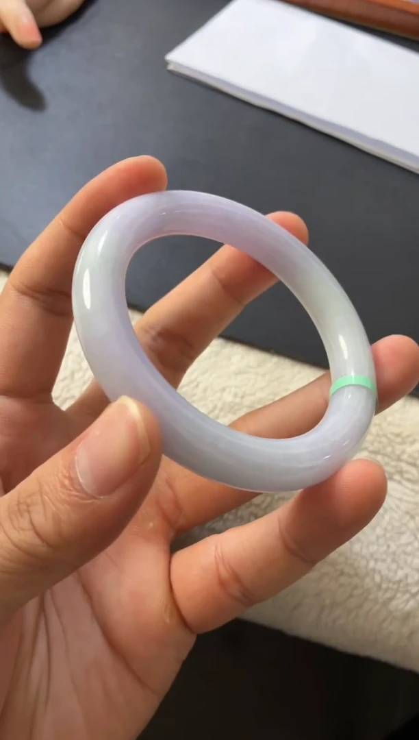 未镶嵌手镯翡翠细润冰紫罗兰春带彩  26号 圆条 58-59圈口