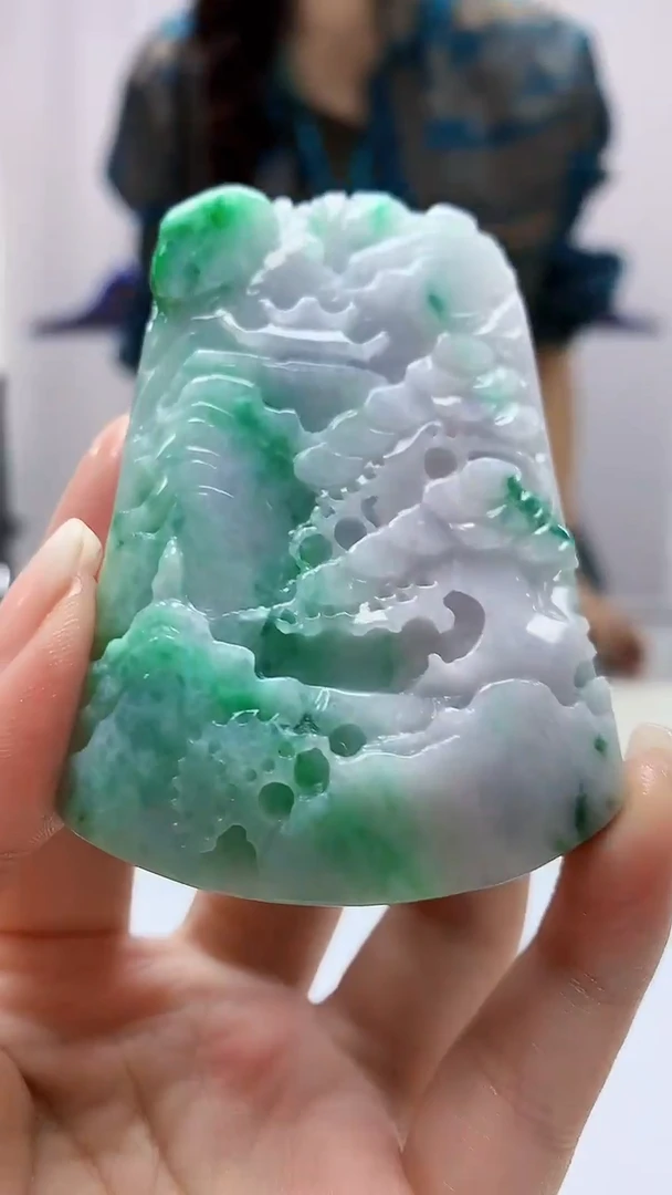 定制翡翠未镶嵌4829ms-毛货90山水