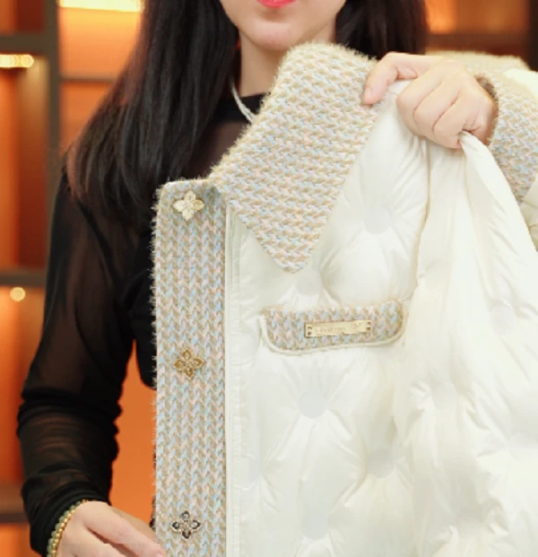 【杭州高定】2025新款时尚轻奢小香风羽绒服冬季加厚