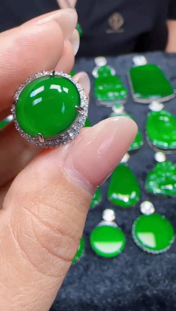 未镶嵌定制翡翠翡翠戒指44