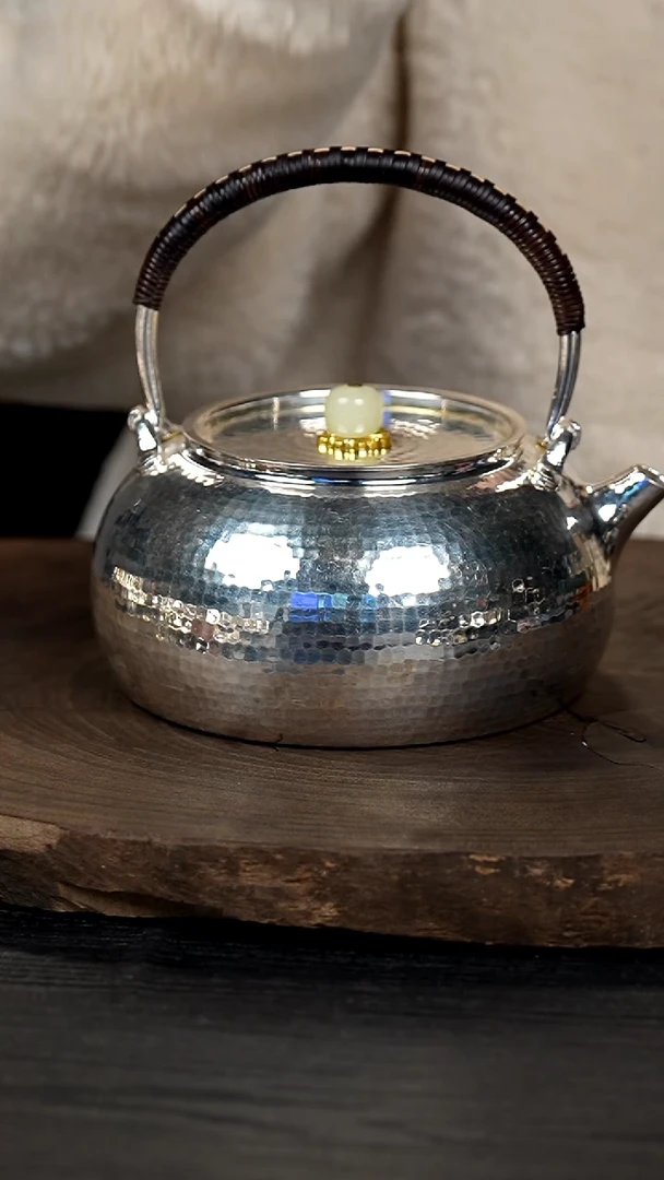 【闪购商品】手工锤纹提梁银壶