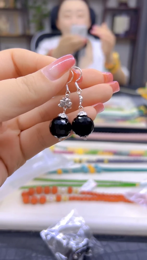 银S925镶嵌耳饰玛瑙/玉髓DIY款E900