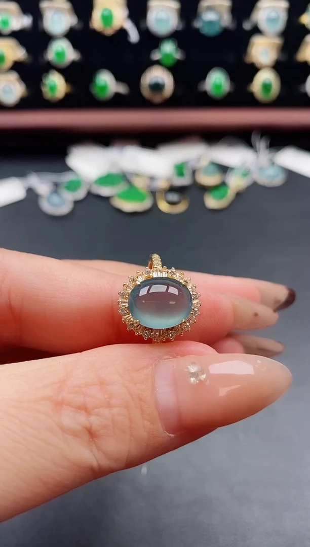 银S925镶嵌戒指翡翠1