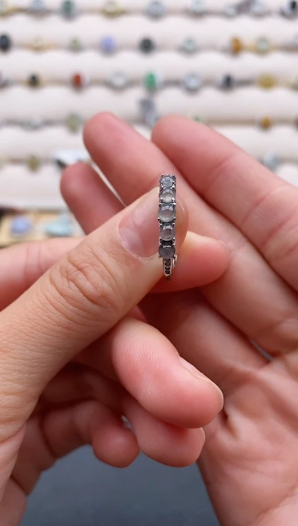 银S925镶嵌戒指翡翠44444444+2