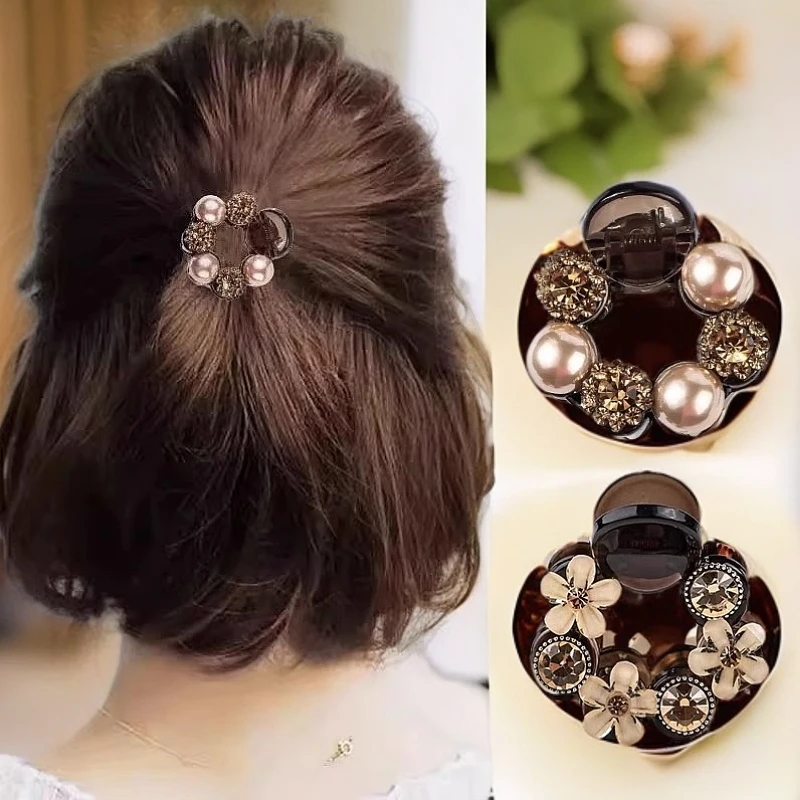 小号抓夹珠珠发卡新款水钻鲨鱼夹后脑勺半扎发气质发夹头饰2025女