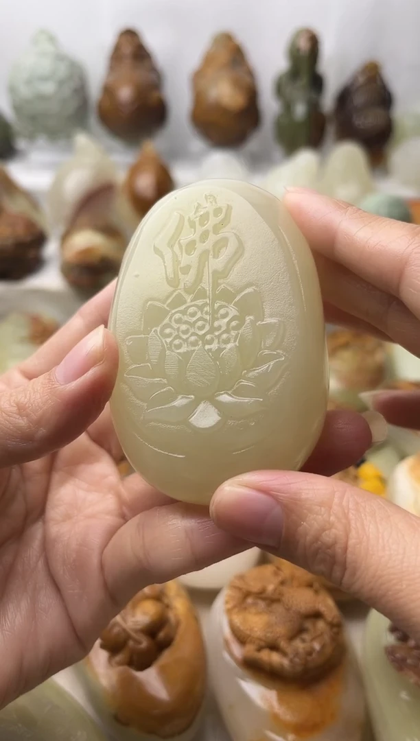 石材古青石棉纹正常不退换佛莲花