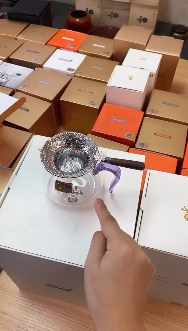 晶悦色浅紫+木把--合金梅花茶漏