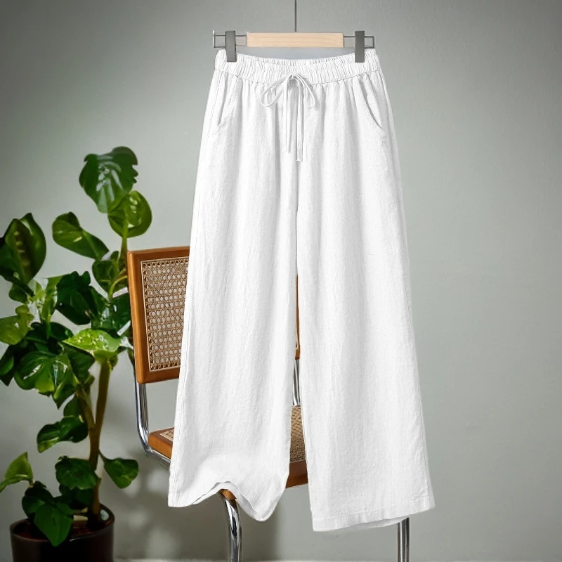 清仓捡漏外贸品牌棉麻休闲裤女裤子宽松直筒裤夏季薄款九分阔腿裤