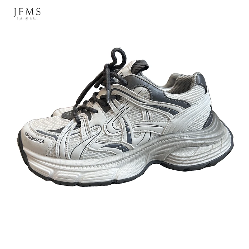 JFMS老爹鞋女款网面2024年新款厚底百搭运动透气时尚潮鞋G220