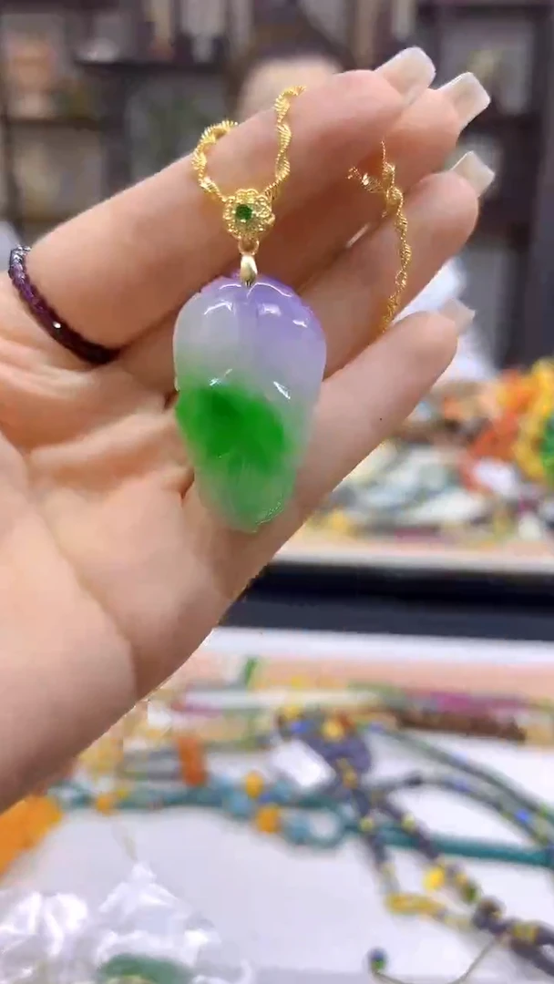 翡翠银S925镀金镶嵌吊坠(赠链)DIY款D309