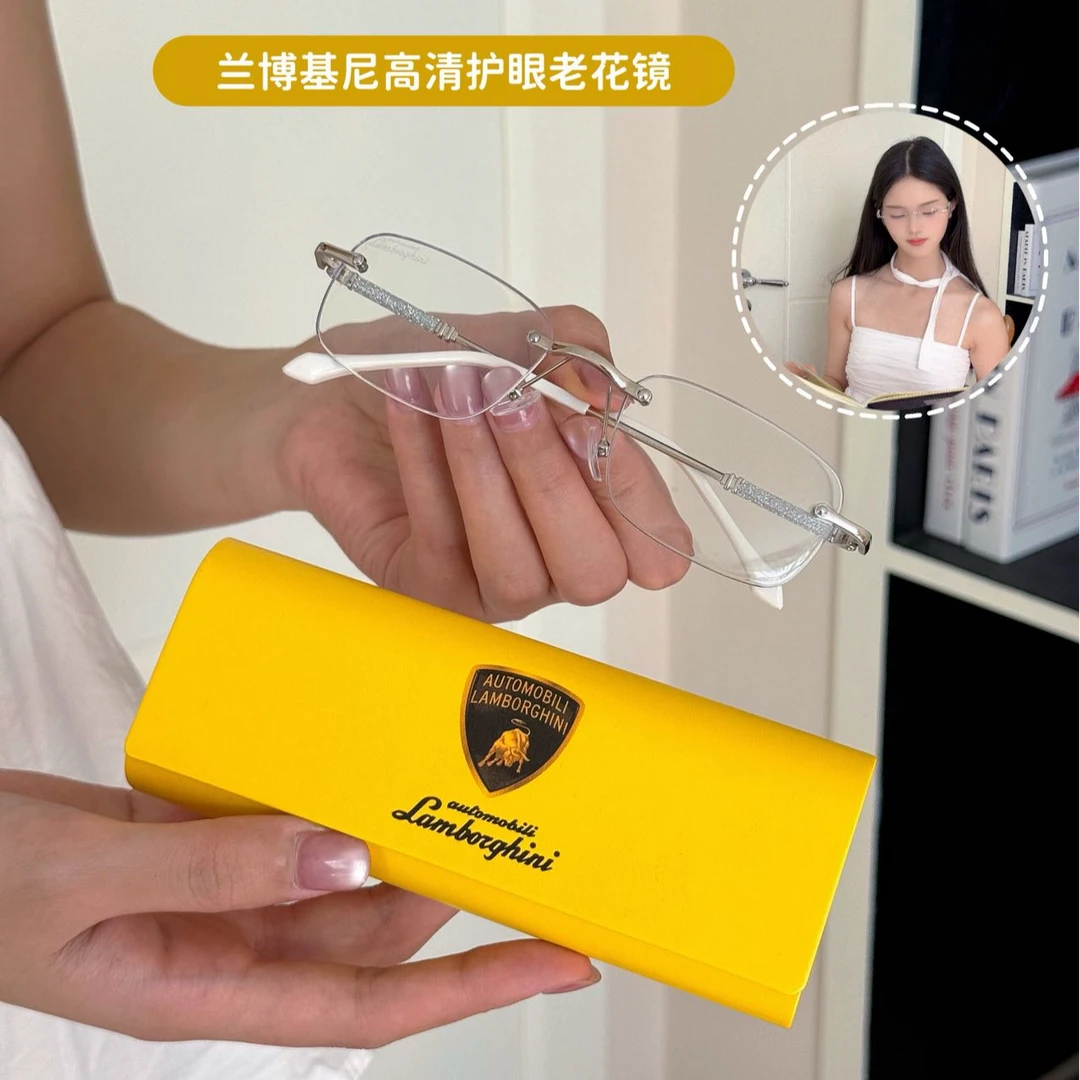 兰博基尼正品2025新款高档老花眼睛自动变焦轻便无边框时尚老花镜